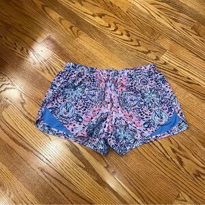 Lilly Pulitzer Luxletic Ocean Trail Running Shorts Call My Shell Phone Women’s L